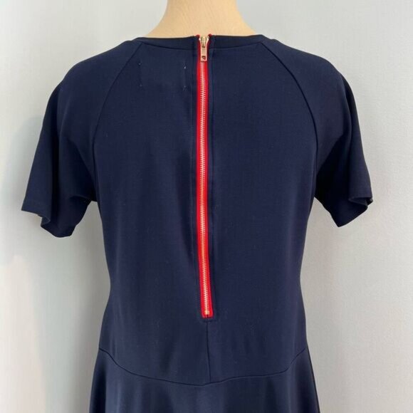 Vintage Onze Montreal Women’s Medium Navy Blue Short Sleeve Mini Dress Zipper - Picture 3 of 13